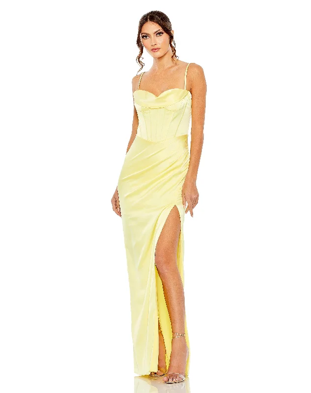 Women's Effortless Casual Outfit Mac Duggal 11562 Long Spaghetti Strap Prom Dress