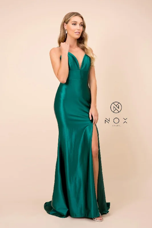 Elegant Clothing For Women Long Sexy Satin High Slit Prom Dress Evening Gown