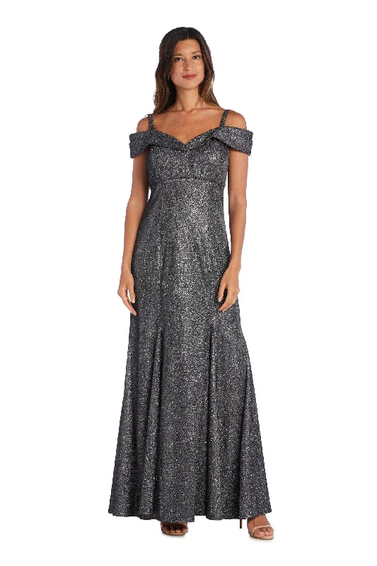 Women's Clothing For Travel R&M Richards 5759 Evening Long Formal Metallic Dress