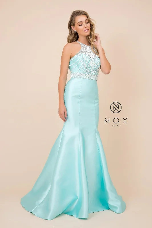 Women's Layered Outfit Long Fitted Formal Open Back Mermaid Prom Dress