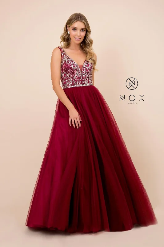 Plus-Size Women's Garments Long Formal Evening Prom Ball Gown Burgundy