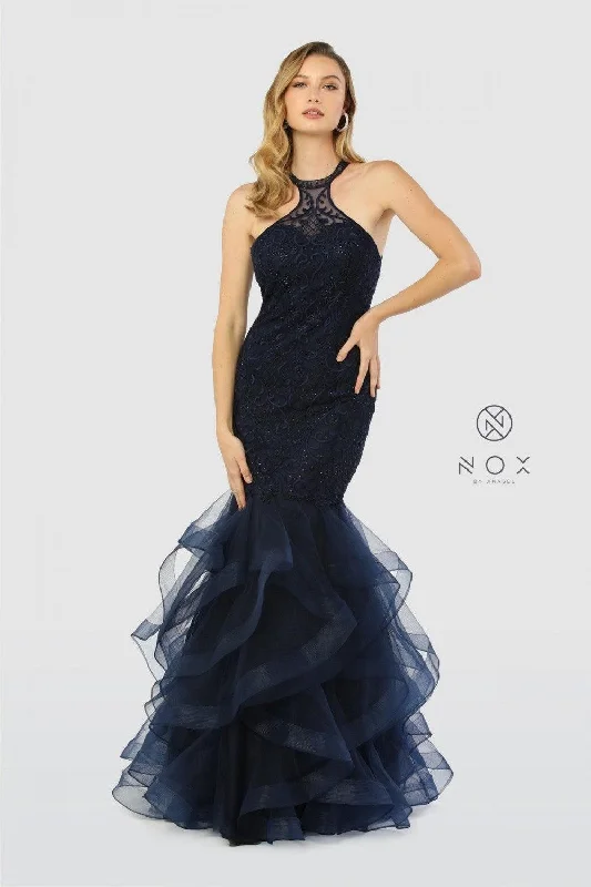 Women's Evening Outfit Long Ruffled Prom Dress Mermaid Evening Gown