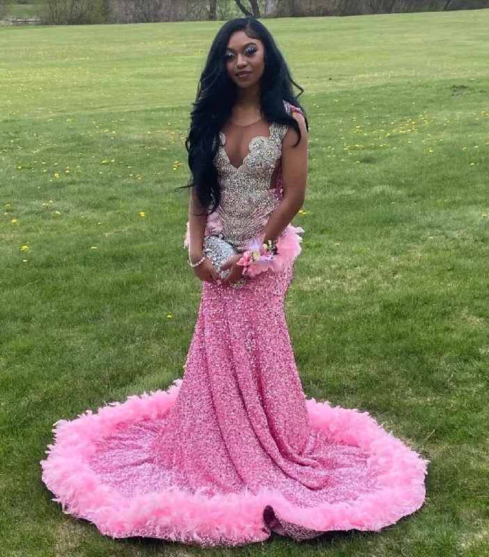 Women's Casual Outfit Long Fitted Prom Dresses, Homecoming Dress, Wedding Dress, Black Girl Dress, Reception Dress, Gift For Her, Mermaid Dress, Rhinestone Dress.