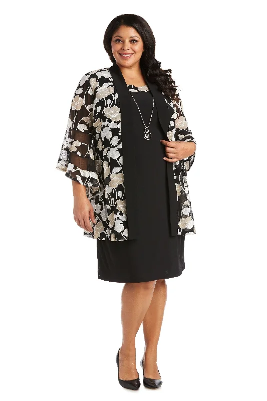 Women's Activewear Attire R&M Richards 7509W Short Plus Size Print Jacket Dress