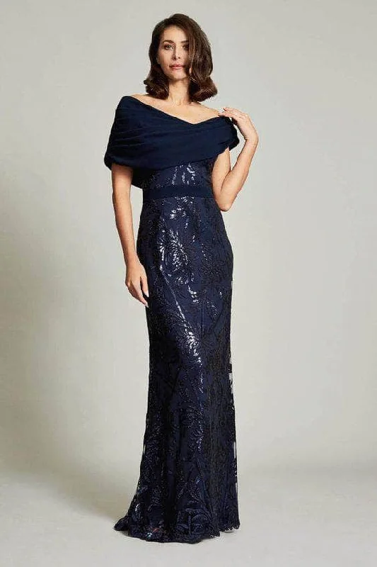 Women's Vintage Garments Tadashi Shoji - Off-Shoulder Crepe Gown