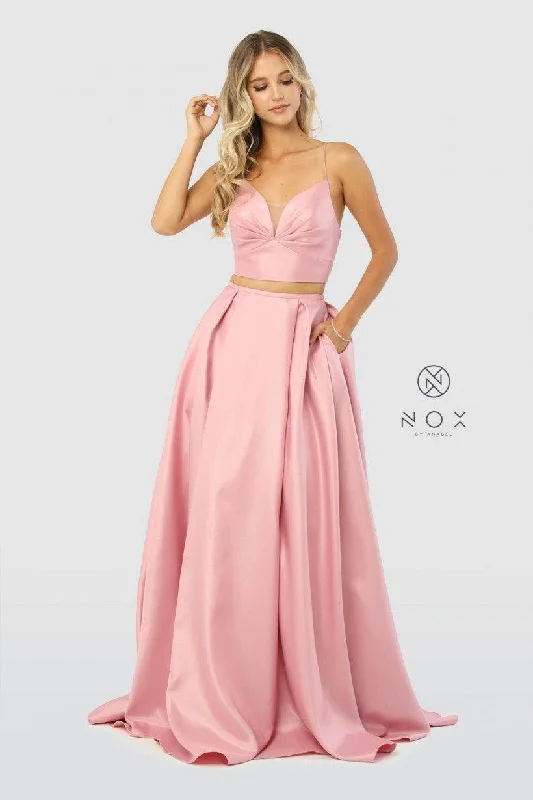 Sustainable Fashion Clothing For Women Long Two Piece Prom Dress with Pockets