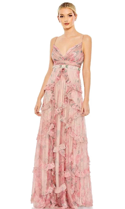 Women's Stylish Outdoor Outfit Mac Duggal 9173 - Floral Ruffle Tiered Prom Gown