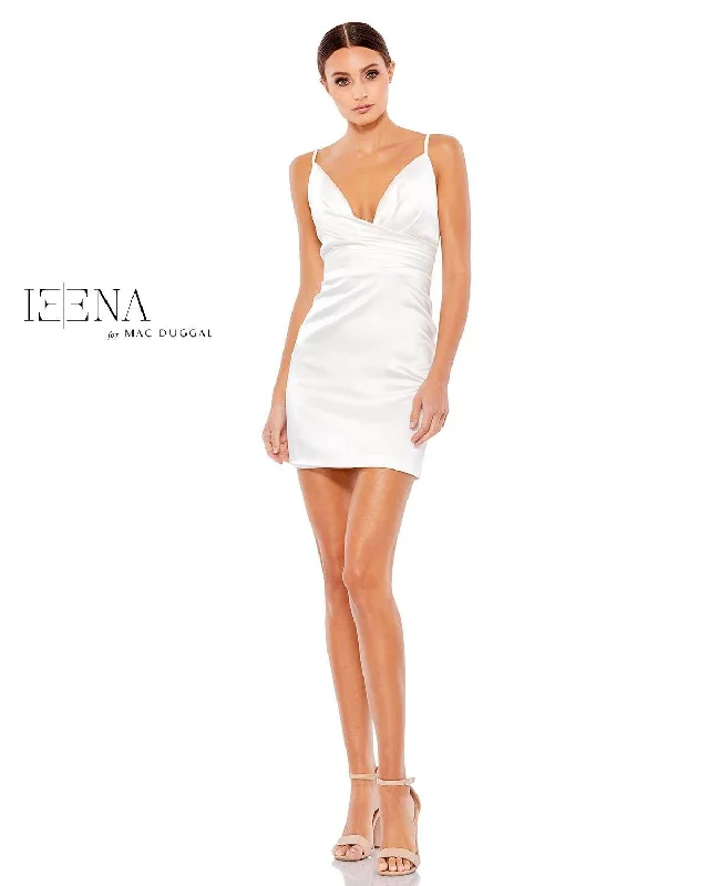 Women's Everyday Attire White 4 Mac Duggal 26481 Short Spaghetti Strap Mini Dress Sale