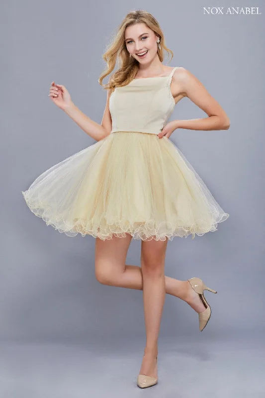 Women's Transitional Outfit Short Sleeveless Tulle Formal Homecoming Prom Dress