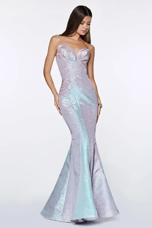 Women's Activewear Outfit Cinderella Divine CR824 Strapless Long Metallic Mermaid Gown Prom Dress