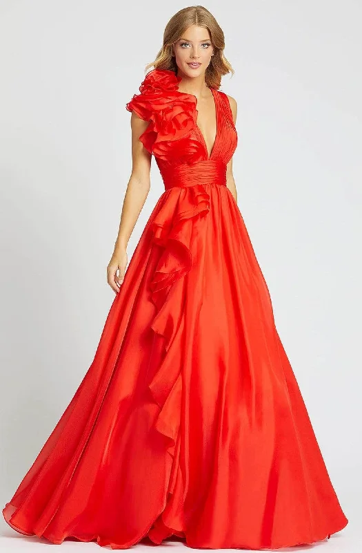 Women's Evening Apparel Mac Duggal Ballgowns - 48856H Ruffle Sleeveless V Neck Ballgown