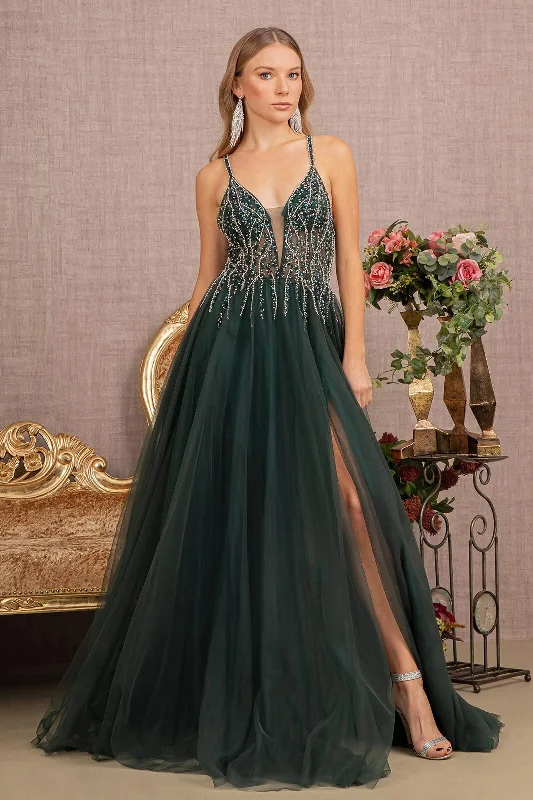 Women's Casual Outfit Prom Long Spaghetti Strap Beaded Gown