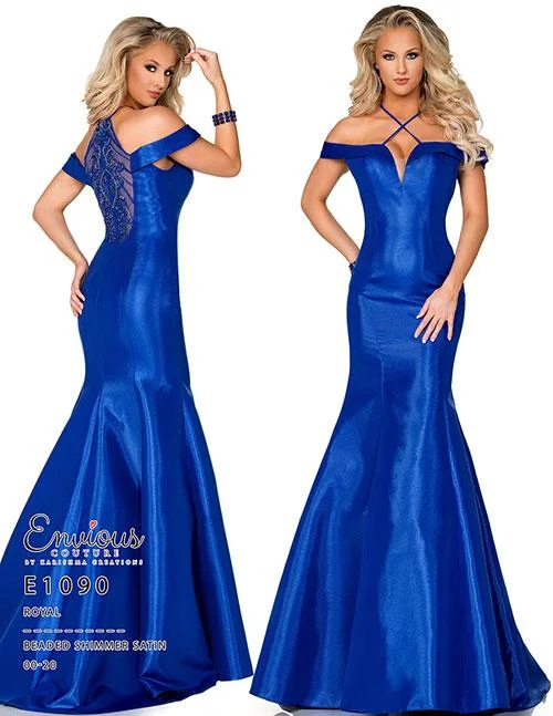 Women's Active Garments For Workouts Envious Couture 1090 Size 8, 10 Royal off the shoulder mermaid prom dress pageant gown