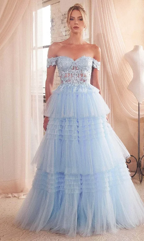 Women's Casual Apparel Ladivine 9315 - Off-Shoulder Embroidered Corset Ballgown