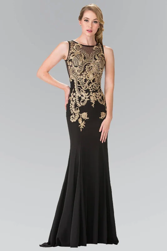 Women's Resort Garments Prom Beaded Top Sheer Bodice Evening Gown