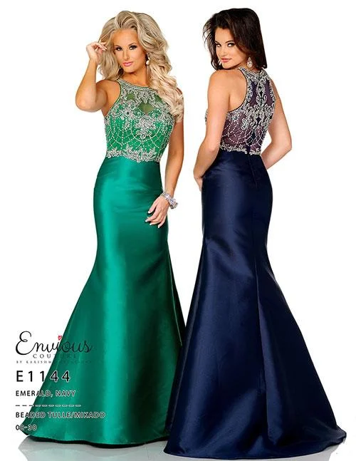 Women's Travel Garments Envious Couture 1144 Size 8 Emerald Prom Dress Pageant Gown Mermaid High Neck