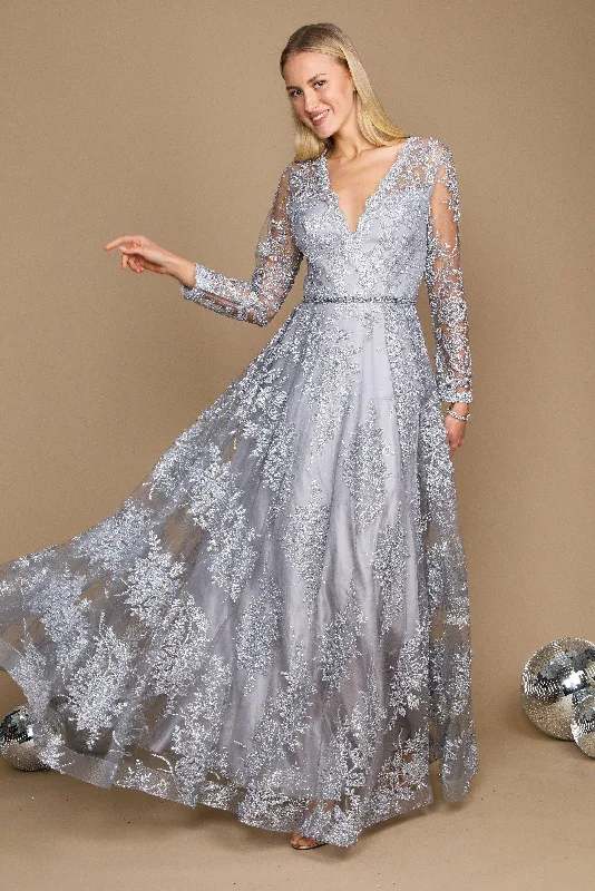 Modern Women's Clothes Long Sleeve Formal Dress Evening Gown