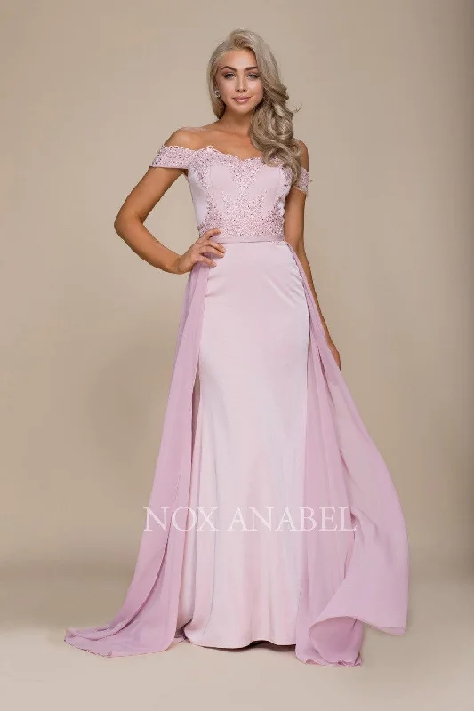 Women's Night-Out Outfit Long Off The Shoulder Embroidered Prom Dress