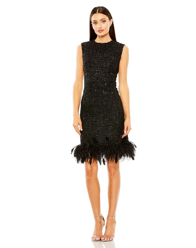 Affordable Women's Apparel Mac Duggal 20784 Short Feather A Line Cocktail Mini Dress