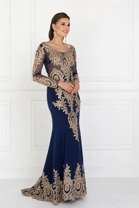 Women's Charming Outfit For Events Long Sleeve Dress Formal Evening Gown