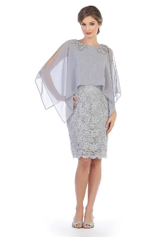 Women's Chic Outerwear Outfit Short Mother of the Bride Cape Dress