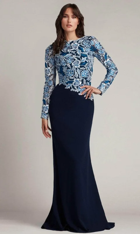 Women's Vacation Outfit Set Tadashi Shoji CDP16206LXY - Bateau Floral Embroidered Evening Dress