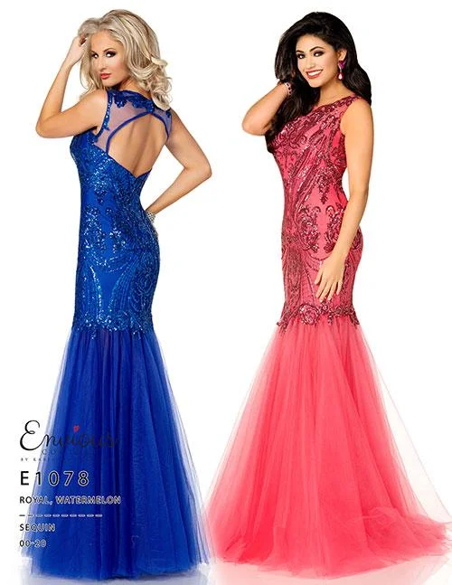 Stylish Women's Garments For Holidays Envious Couture 1078 Sequin Mermaid Prom Dress Formal Gown Sheer Royal size 4, 6