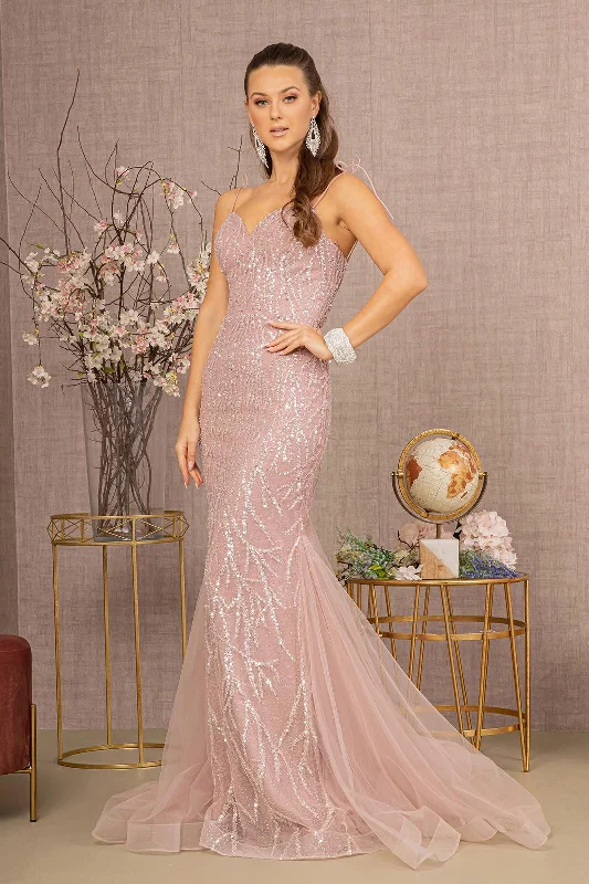 Fashion-Forward Women's Clothing Long Spaghetti Strap Trumpet Prom Gown