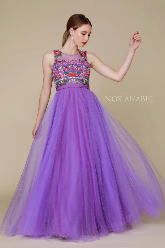 Women's Clothing For Casual Outings Long Floral Lilac Prom Formal Homecoming Dress