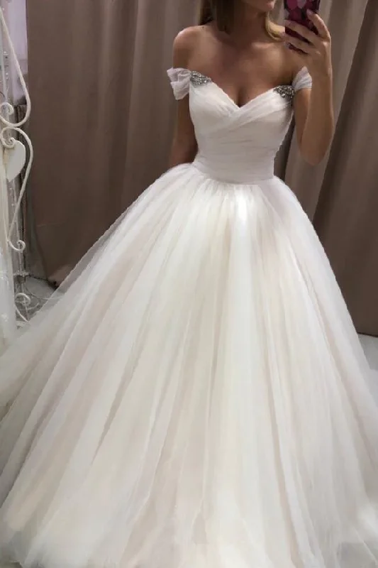 Sustainable Fashion Clothing For Women Off The Shoulder Tulle Sweetheart White Wedding Dresses Bridal Gown Y863