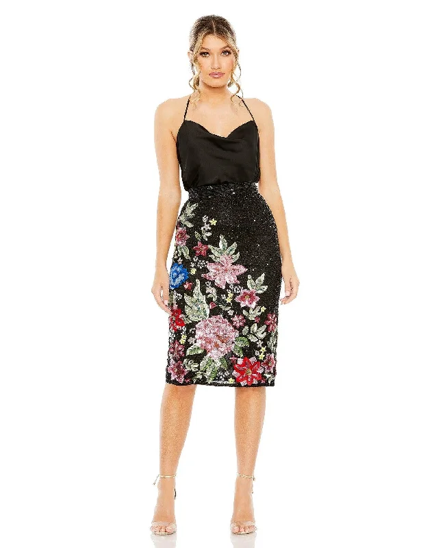 Women's Clothing For Outdoor Activities Mac Duggal R5699 Formal Multi Color Floral Midi Skirt Only