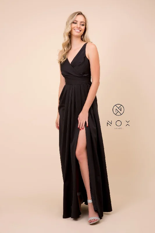 Women's Seasonal Wardrobe Clothing Long Sleeveless V Neck Open Back Formal Evening Gown