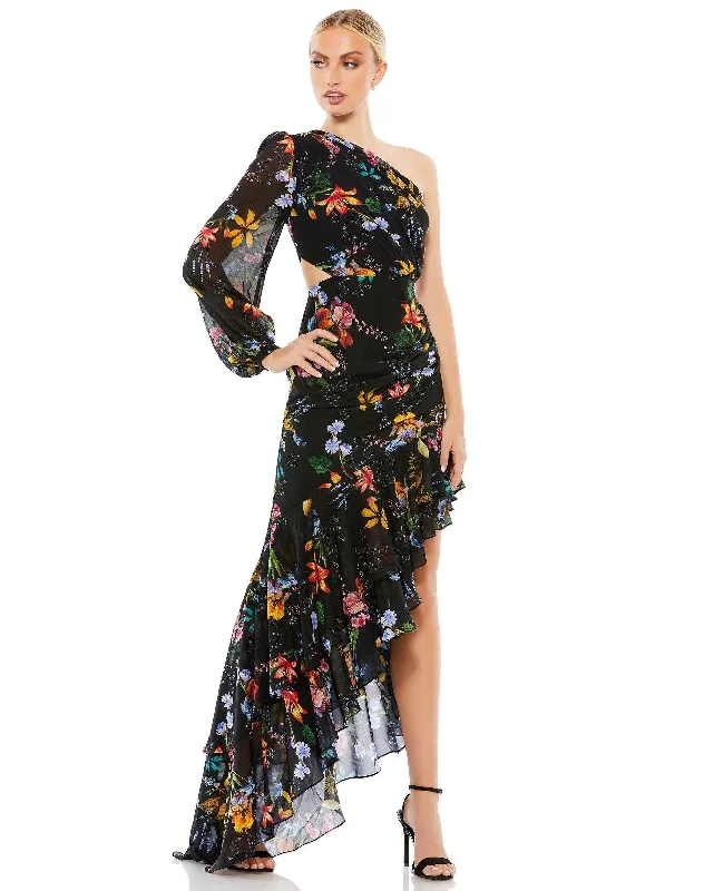 Women's Versatile Apparel Mac Duggal 55668 High Low One Shoulder Floral Dress