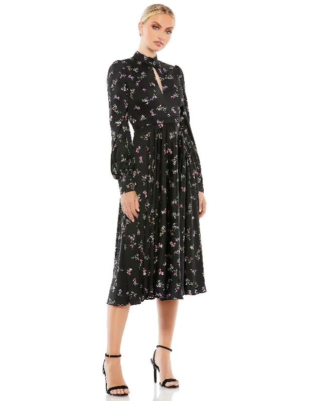 Women's Relaxed Clothes Mac Duggal 55633 Long Sleeve Floral Short Dress