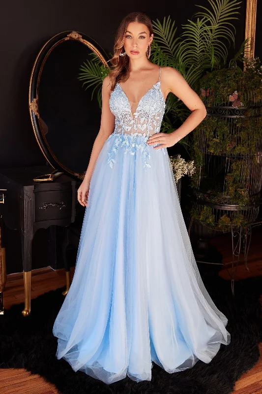 Women's Seasonal Apparel Cinderella Divine CD2214 Spaghetti Strap Prom Dress