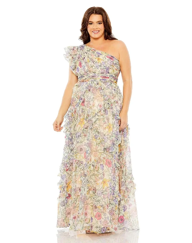 Women's Cozy Clothes Mac Duggal 68546 Fabulouss Long Plus Size Floral Chiffon Dress