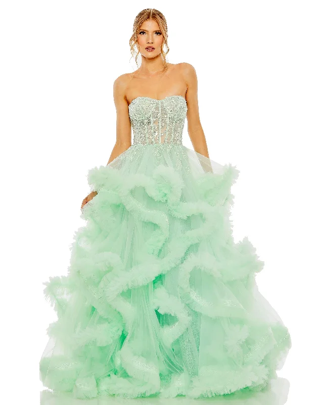 Women's Holiday Attire Mac Duggal 20542 Prom Long Strapless Ball Gown