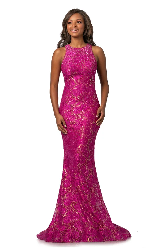 Women's Clothing Sets Johnathan Kayne 2036 Size 12 Magenta Metallic Shimmer Lace Prom Dress Pageant Gown