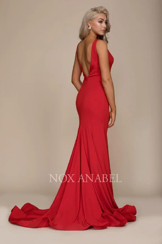 Vintage-Inspired Garments Long V Back Formal Prom Dress Evening Gown