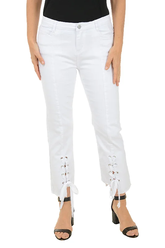 Charming Everyday Clothing For Women Lace-Up Denim Crop Pant