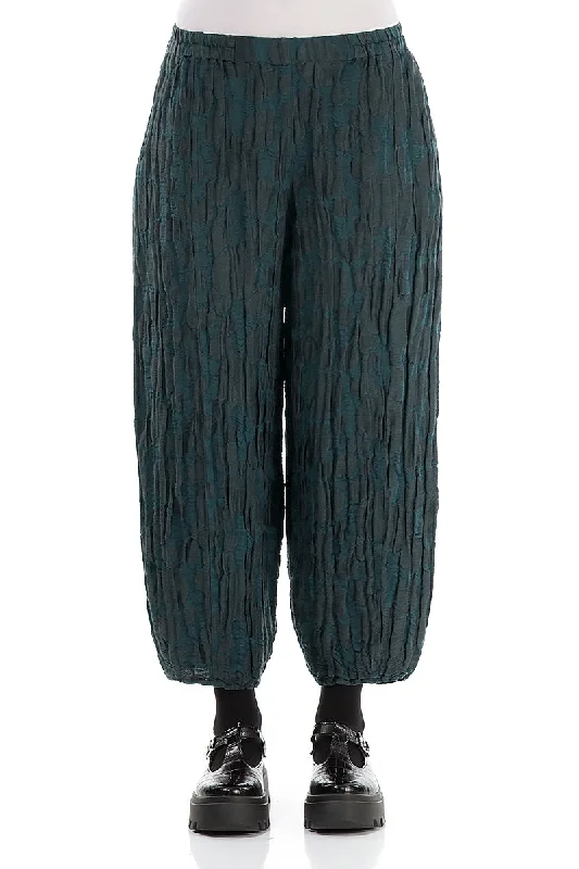 Fashion-Forward Women's Clothing Taper Forest Grey Circle Silk Linen Trousers