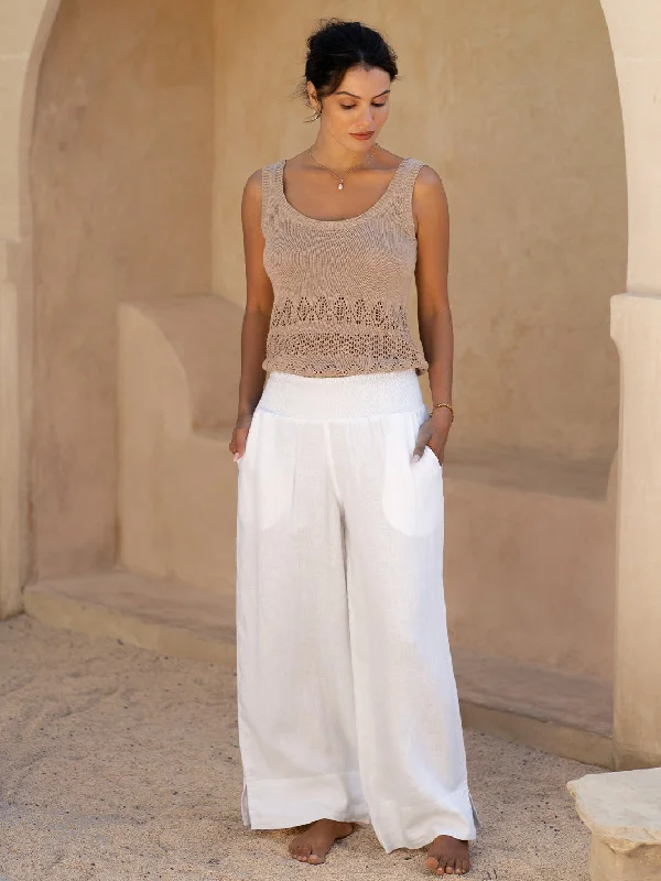 Women's Contemporary Clothing Indali French Linen Pants White