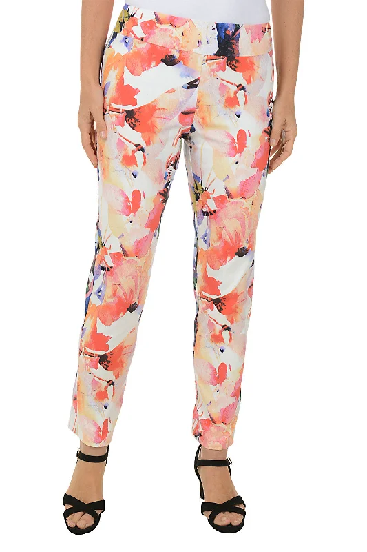 Women's Formal Apparel Pink Splash Pull-On Ankle Pant