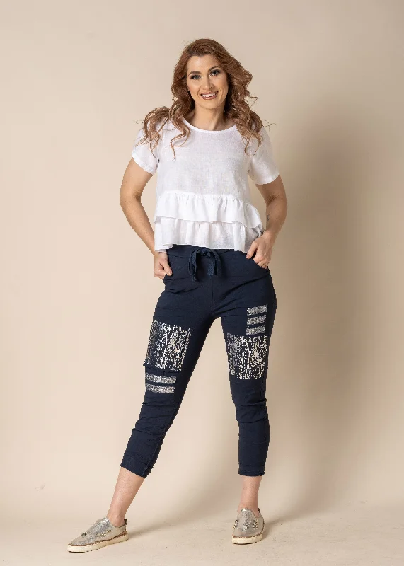 Women's Vacation Outfit Set Silvana Pants in Navy