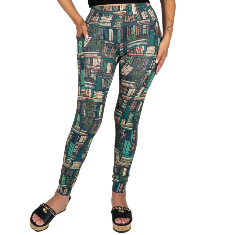 Women's Seasonal Clothes Botanical Library Adults Leggings with Pockets