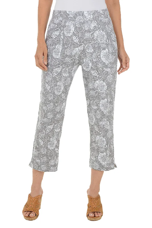 Women's Plus-Size Casual Outfit Batik Shell Pull-On Capri Pant