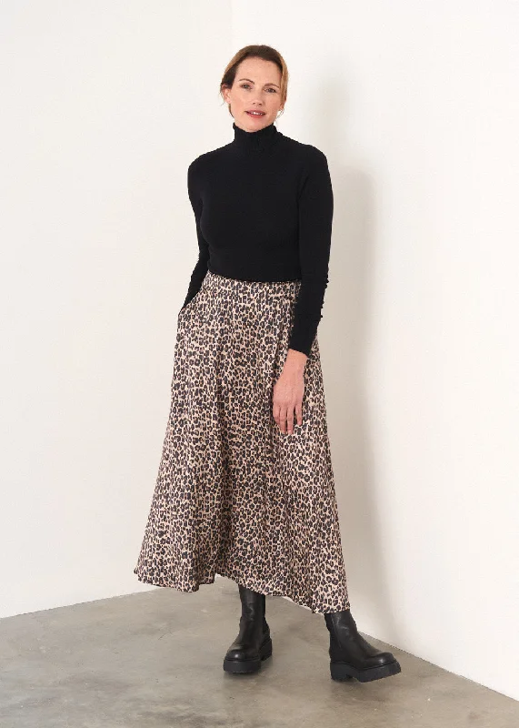 Affordable Luxury Women's Garments MARTHA LEOPARD PRINT SATIN SKIRT