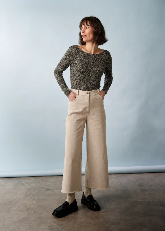 Women's Casual Attire DUCHESS WIDE LEG CROPPED TROUSER - OATMEAL