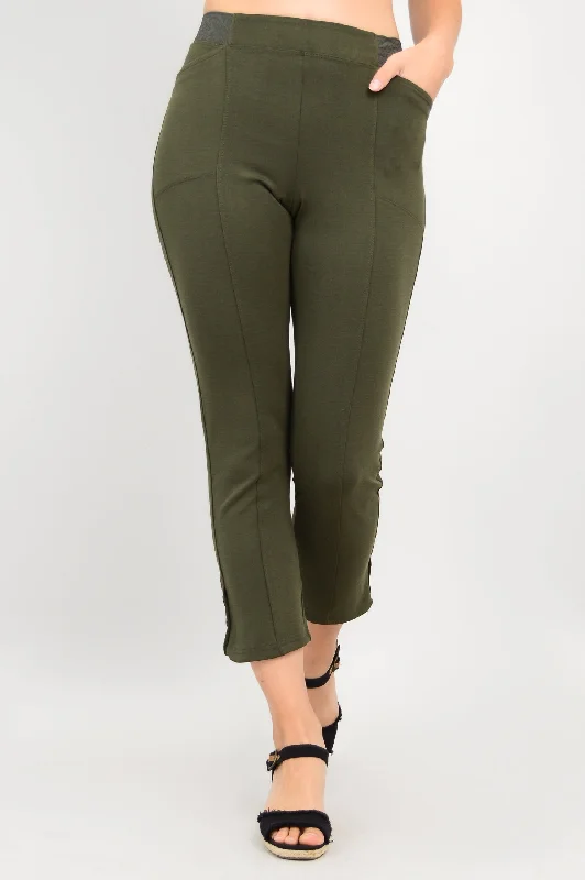 Comfortable Garments For Women Nadine Crop, Khaki, Modal