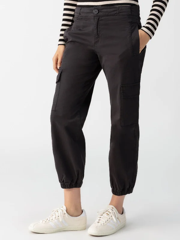 Women's Comfortable Lounge Outfit Take Over Jogger Mid-Rise Pant Black